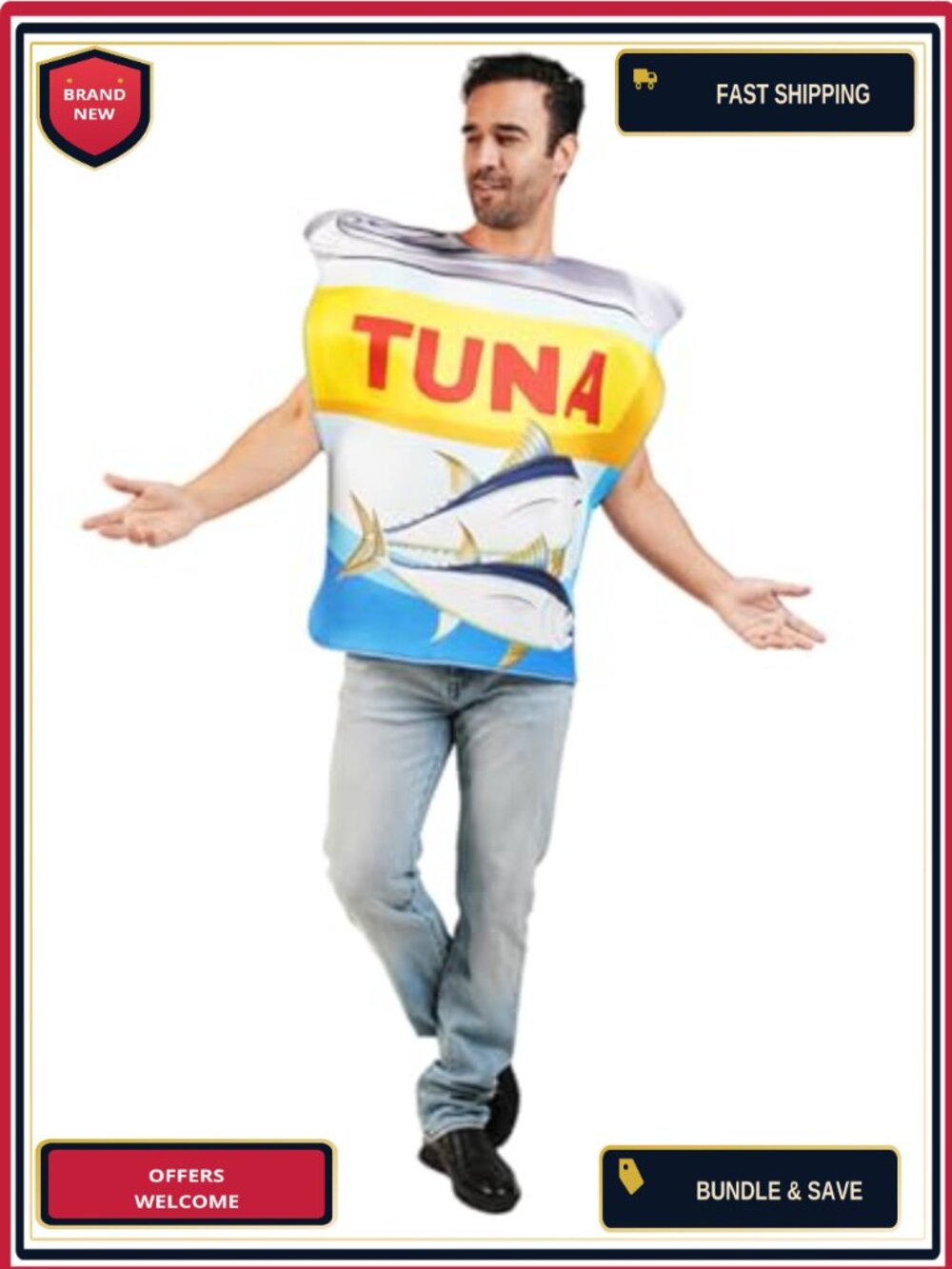 Adult Canned Tuna Jumpsuit Costume Halloween Party Sponge